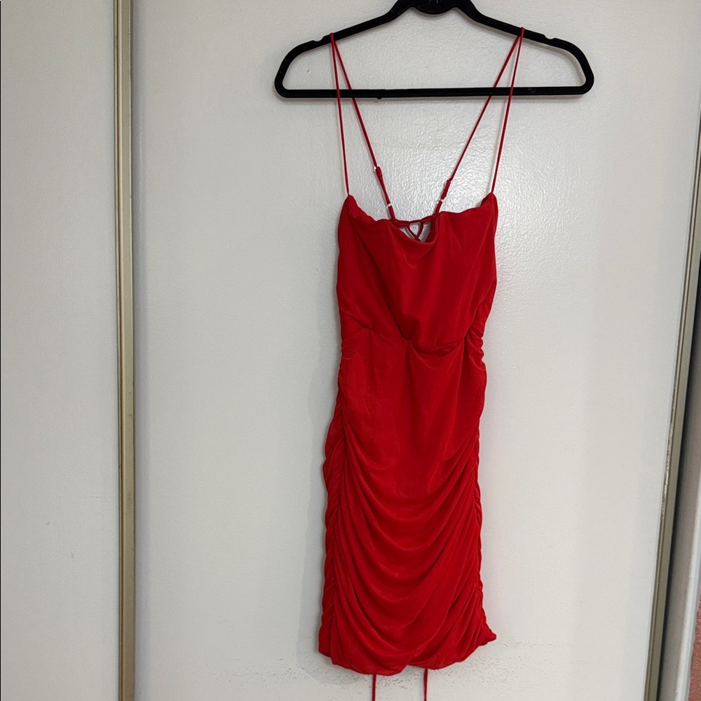 Lucy in the Sky Red Ruched Mini Dress
